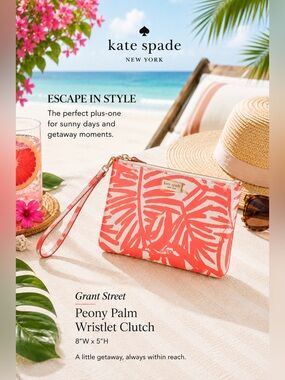 kate spade Grant Street Peony Palm Wristlet Clutch